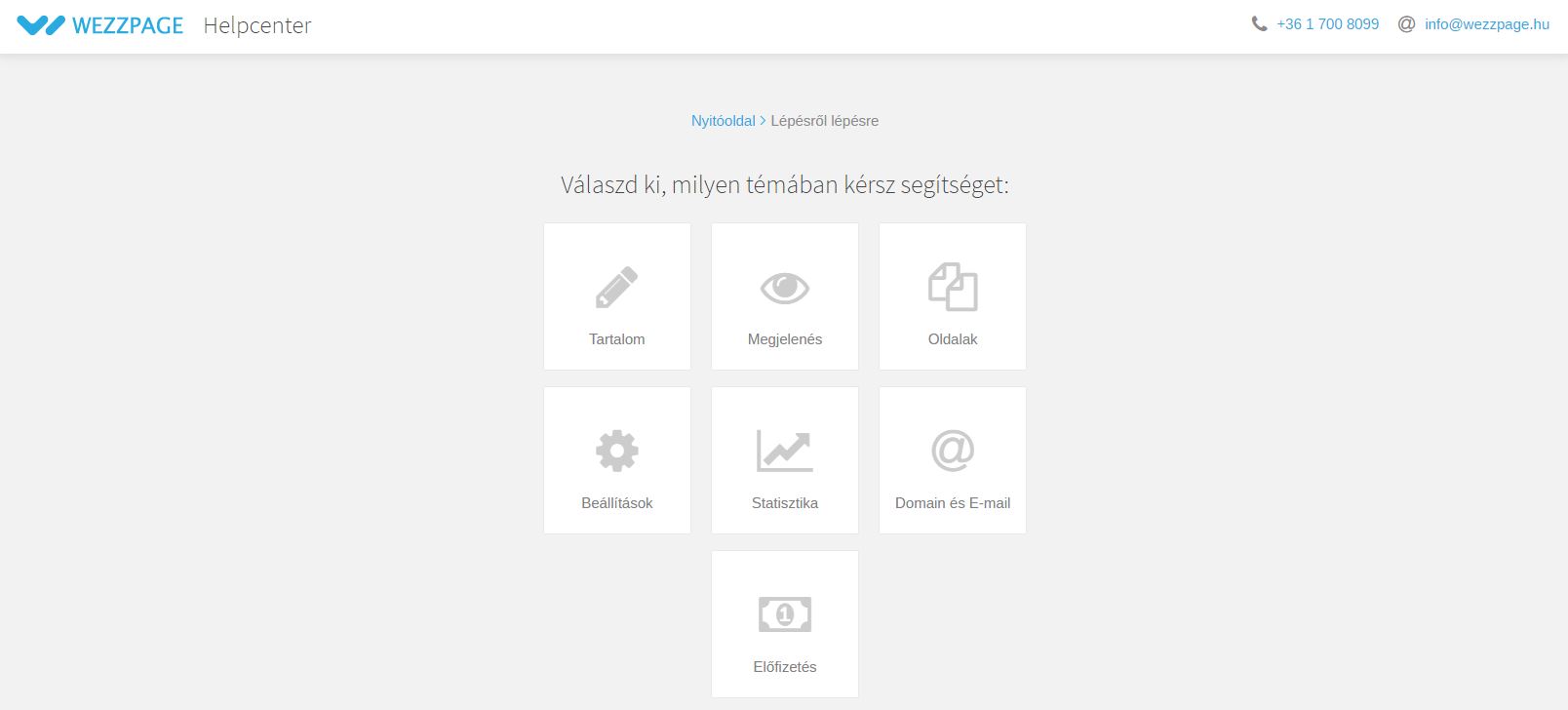 A Helpcenter lépésről lépésre menüpontjának képe a Wezzpage weboldalszerkesztő blogján