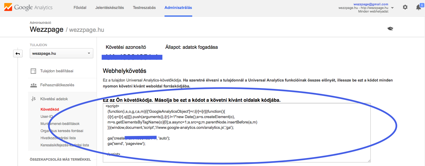 A kimásolandó követőkód képe a Wezzpage weboldalszerkesztő blogján